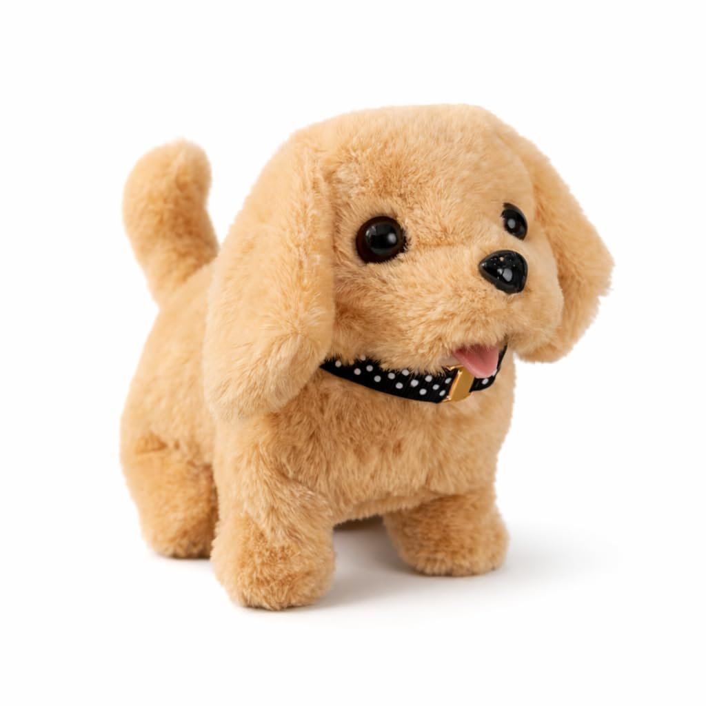 Battery Operated Walking and Barking Dog Toy for Kids, Backflip Puppy with Soft Plush Fur, Wagging Tail and Realistic Movement, Interactive Electronic Pet Gift for Children