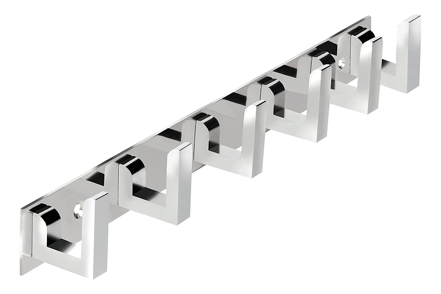 Goldfinch Stainless Steel Classy 6 Pin Cloth Hanger Door Wall Hooks Rail Set for Hanging Clothes, Towel (Pack of 2)
