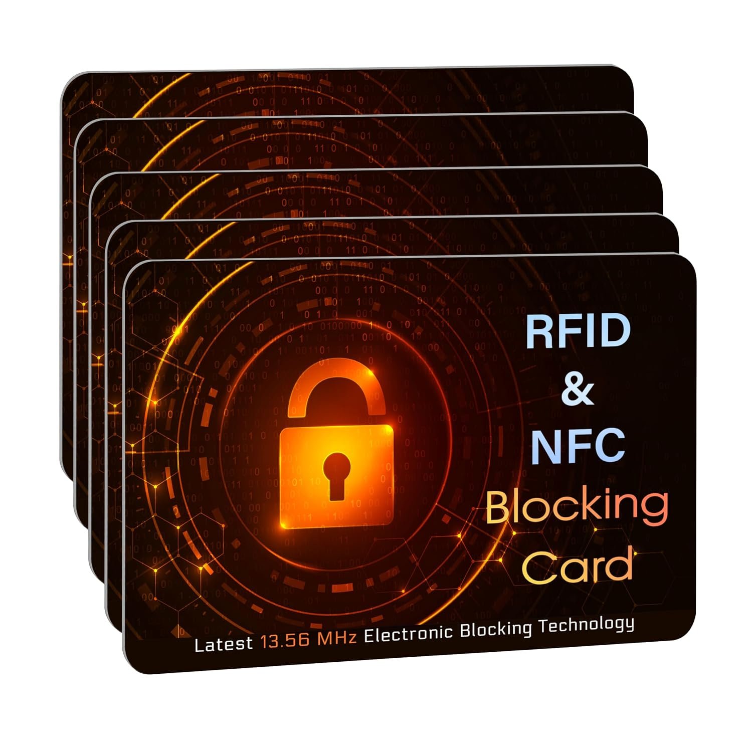 SaiTech IT 5 PK RFID Blocking Cards Protect Your Entire Wallet, Purse, and Cards from NFC Contactless Theft Wallet for Men & Women - Orange Black, Orange Black, 5 Pack SL, Rf