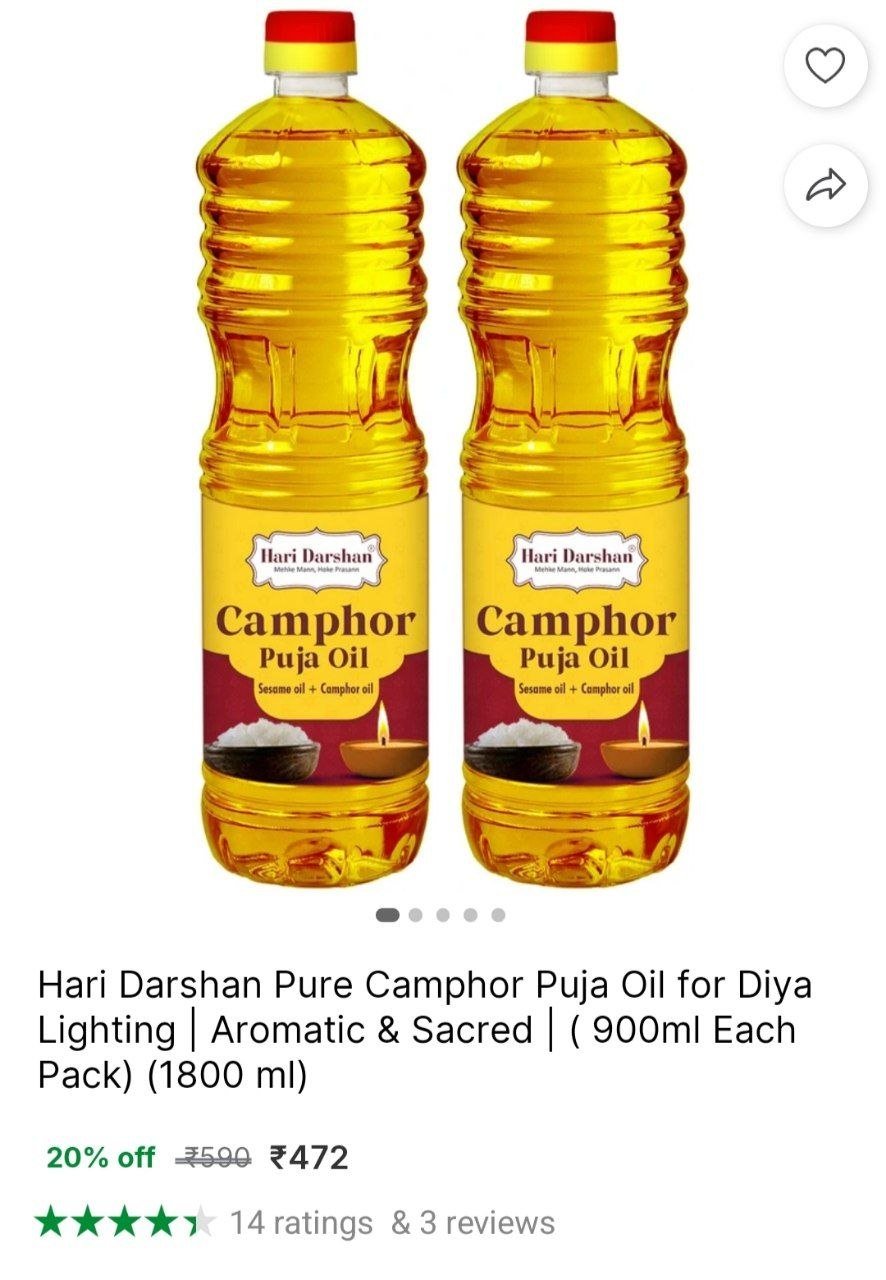 hari darshan pure camphor puja oil diya lighting aromatic sacred 900ml each pack