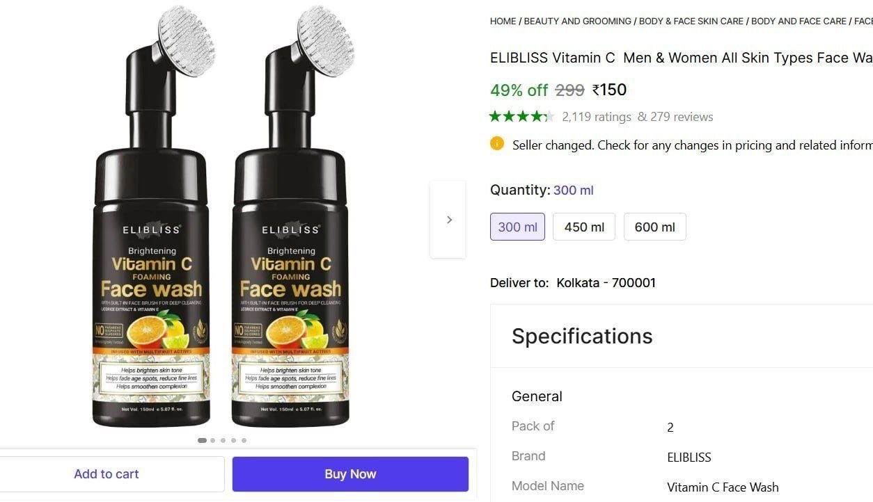 elibliss vitamin c men women all skin types face wash