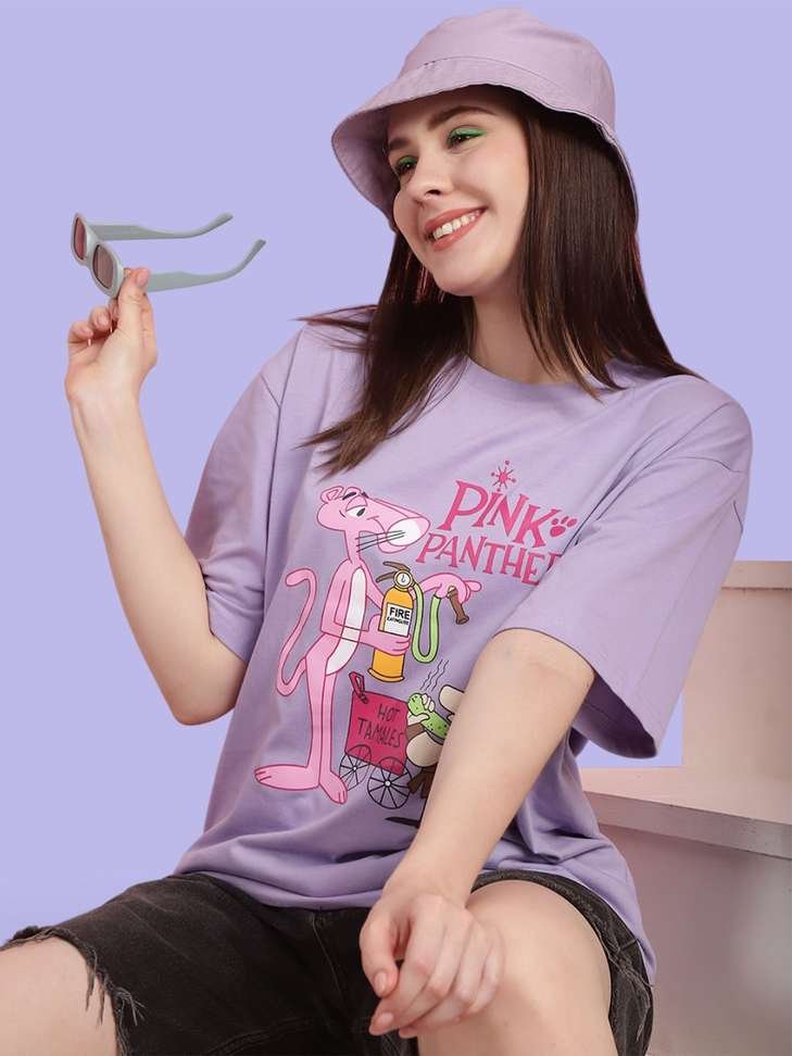 tromko printed women round neck purple t shirt