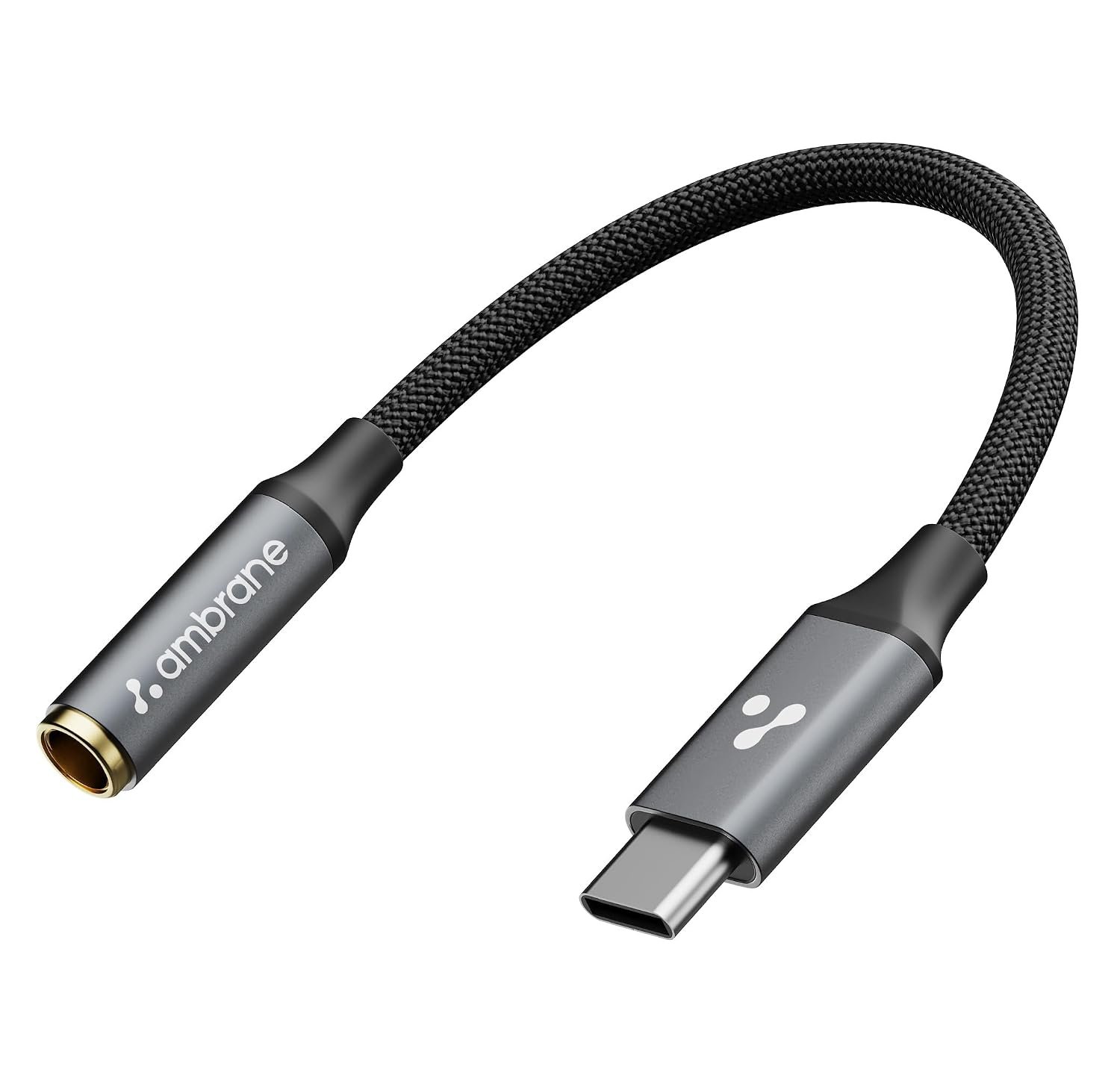 Ambrane Type C to 3.5mm Audio Jack Converter with DAC Headphone Adapter, Connector Cable for iPhone 16/15 Series, Samsung, OnePlus, Google Pixel, Laptops, Other Devices (AOTG-CX3, Black)