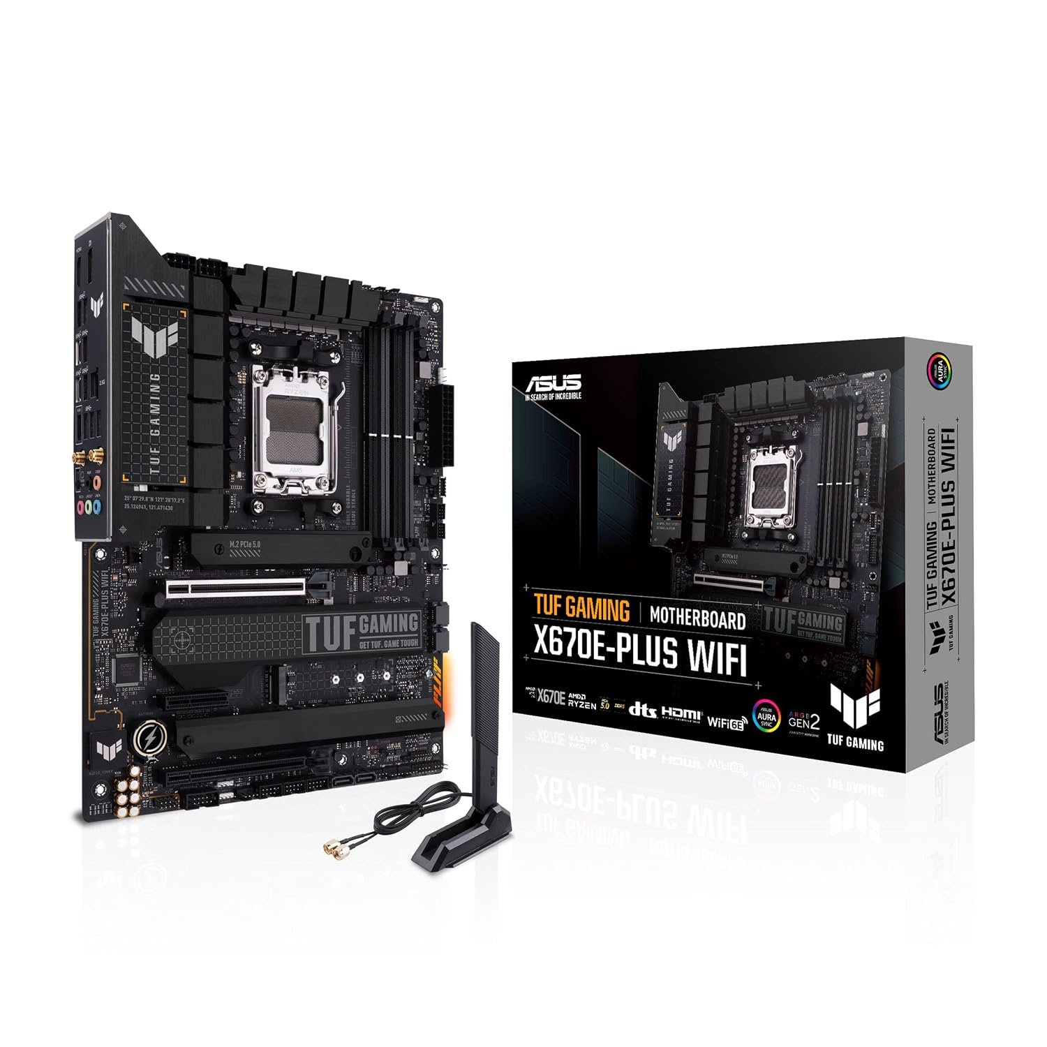 ASUS TUF Gaming X670E-PLUS WiFi AMD Ryzen™ AM5 ATX Motherboard, 16 Power Stages, PCIe® 5.0, DDR5 Memory, Four M.2 Slots, WiFi 6E and 2.5 Gb Ethernet, USB 4 Header and Aura Sync