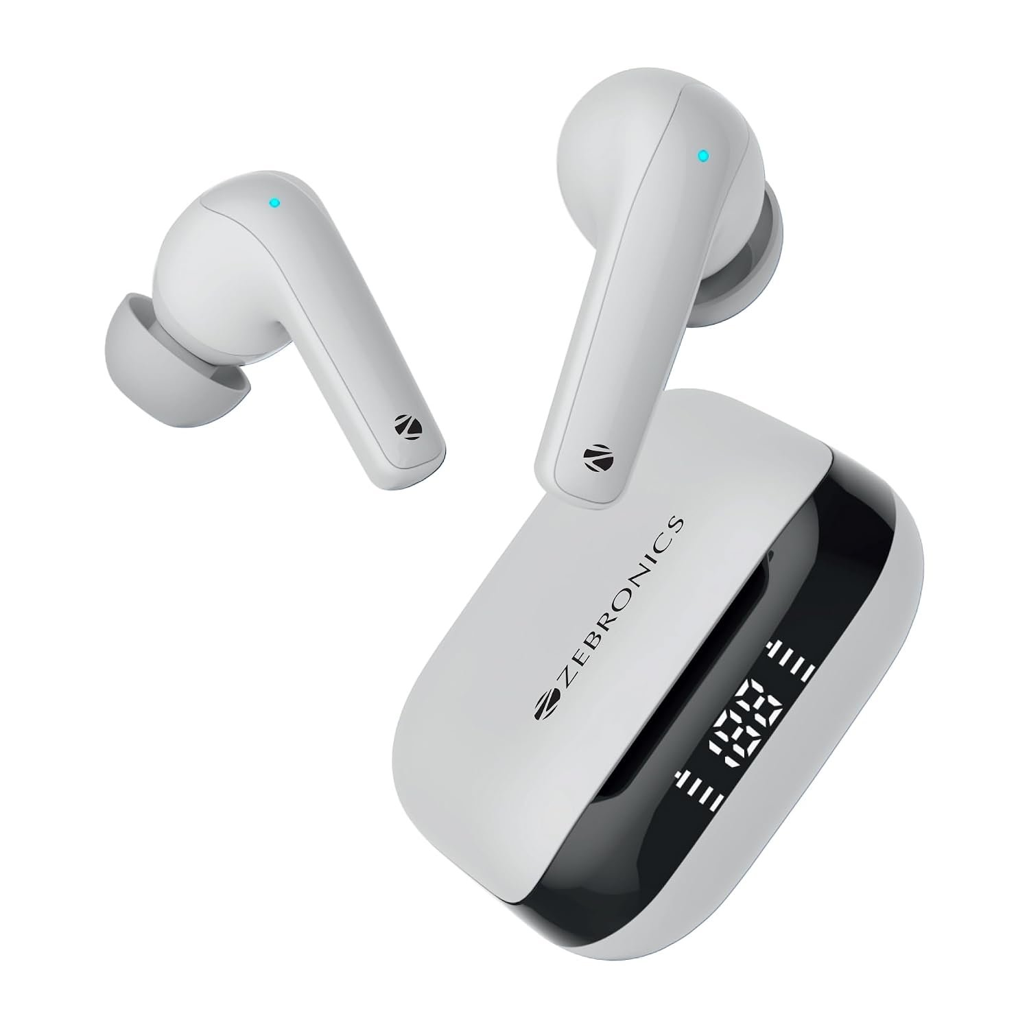 ZEBRONICS PODS K2 in Ear Wireless Earbuds, Upto 40 Hrs Backup, Dual EQ, Quad MIC ENC, 10mm Bass Drivers, Fast Charging, Bluetooth, Flash Connect,40ms Low Latency Gaming, LED Battery Indicator(White)