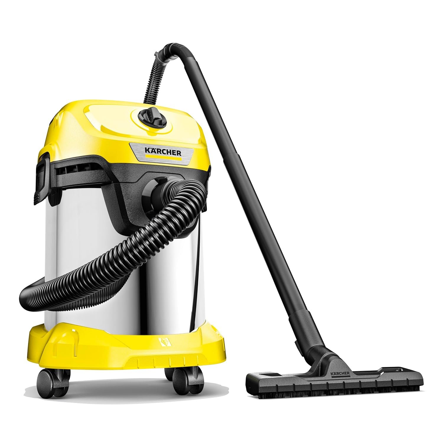 Karcher WD 3 SV Wet & Dry Vacuum Cleaner, 1000W, 23kPa Suction Power, 17L Tank, Stainless Steel Body, Blower Function, Cartridge Filter & Fleece Filter Bag, Home Car & Furniture Cleaning, 