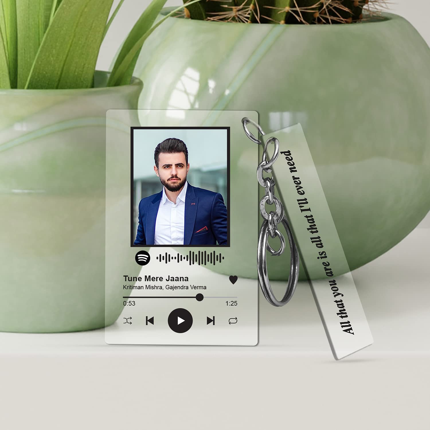 Acrylic Spotify Keychain With Song Code & Photo | Personalized Gifts Scannable Message Size (45 X 70 Mm) Plaque (15 Mmmulticolor)