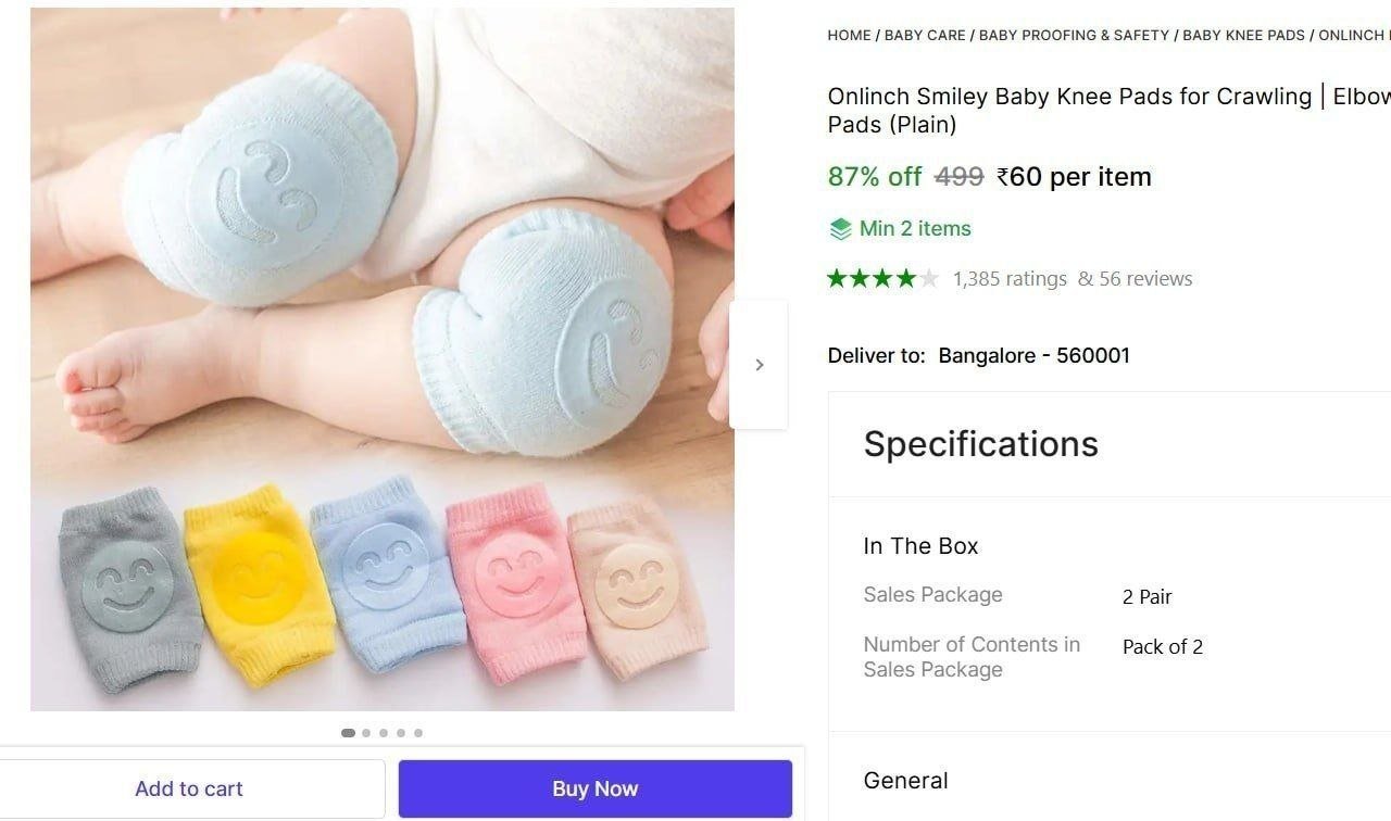 onlinch smiley baby knee pads crawling elbow safety protector 2 pairs multicolor