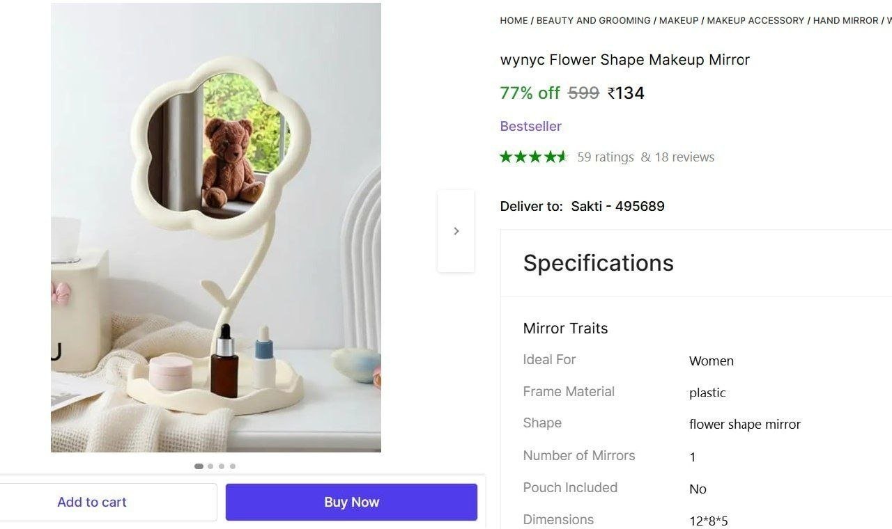wynyc flower shape makeup mirror