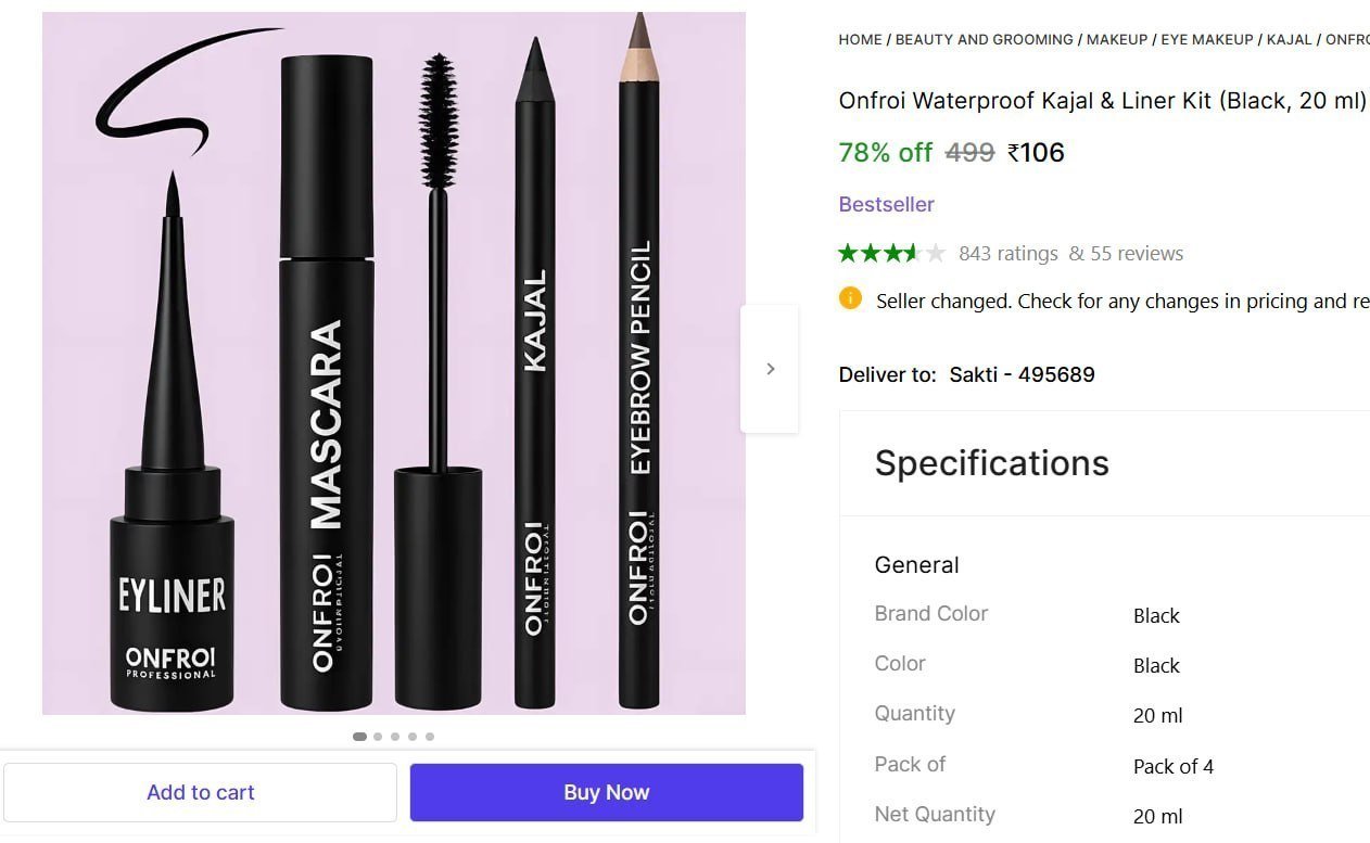 onfroi waterproof kajal liner kit