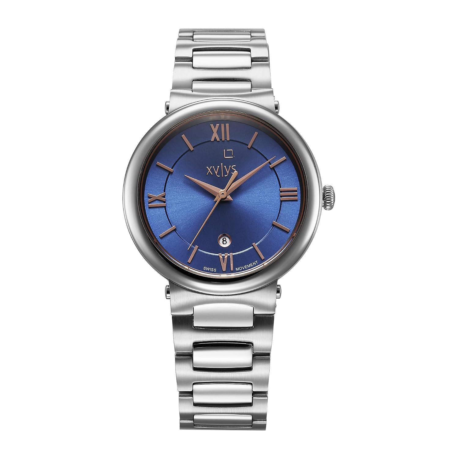 Xylys Duet Swiss Analog Silver Stainless Steel Strap Blue Dial Watch for Women