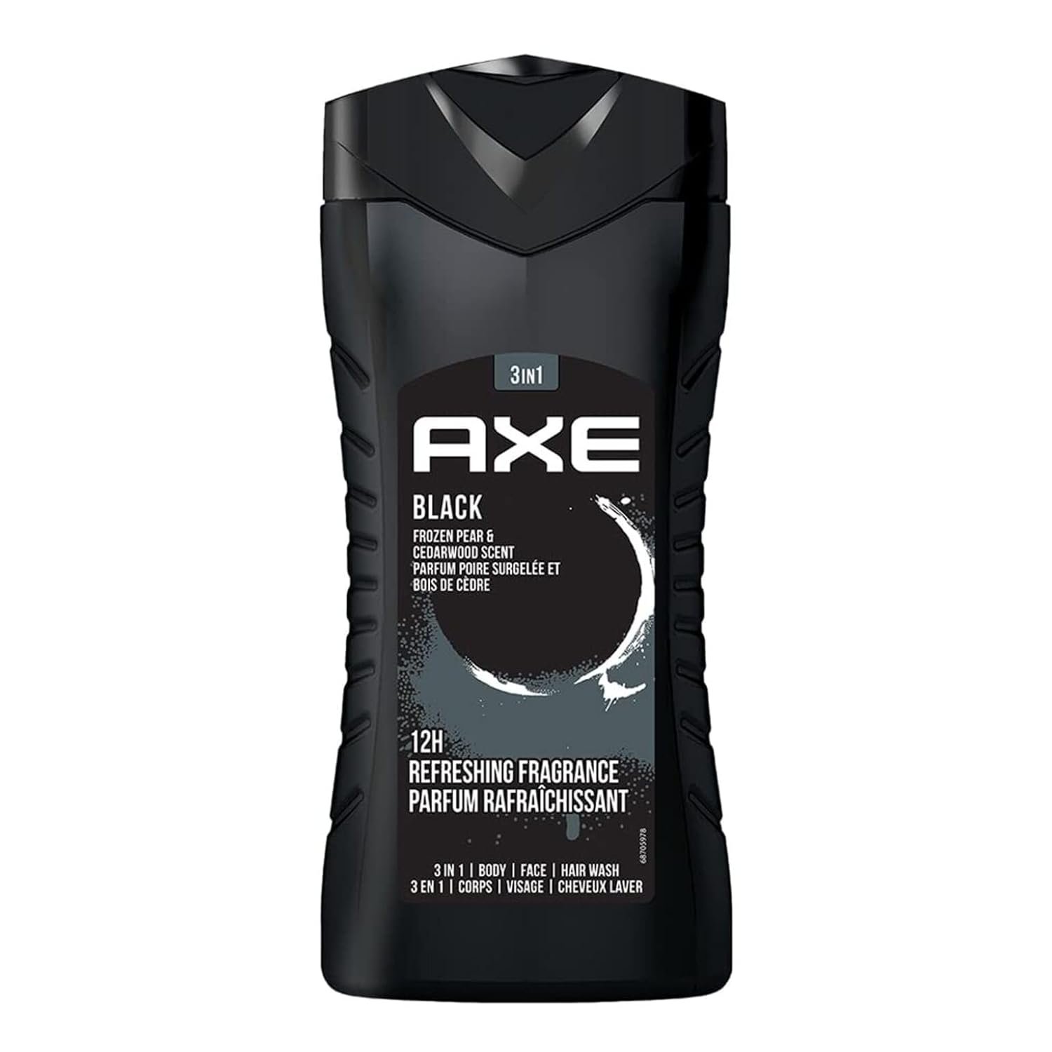 Axe Black 3 In 1 Body, Face & Hair Wash for Men, Long-Lasting Refreshing Frozen Pear & Cedarwood Fragrance for Up To 12hrs, Natural Origin Ingredients, Removes Odor & Bacteria, No Parabens
