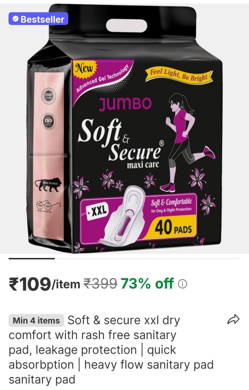 soft secure xxl dry comfort with rash free sanitary pad leakage protection quick absorbption heavy f