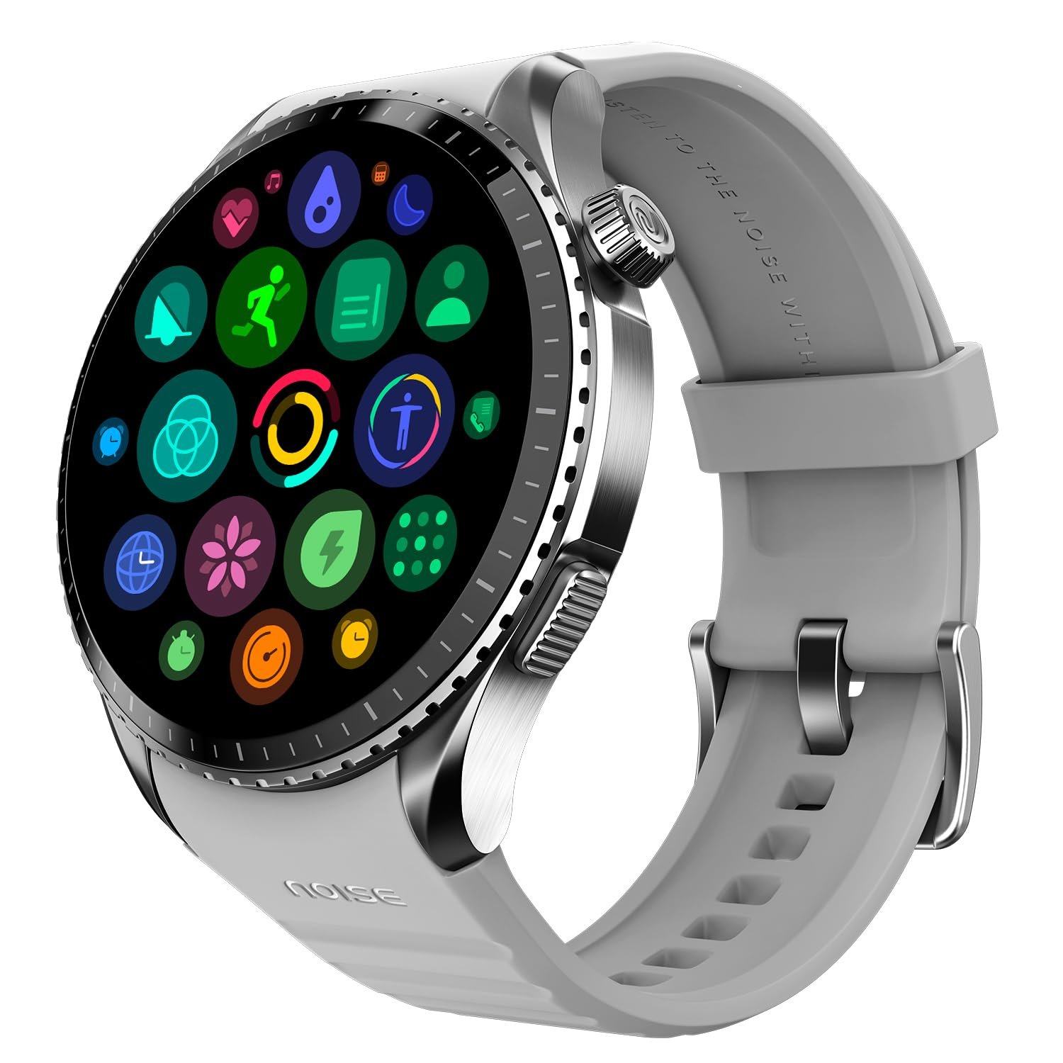 Noise Origin Smart Watch Smoothest UI Experience (New Nebula UI) & EN 1 Processor, 1.46" ApexVision AMOLED Display, Stainless Steel, Contour-Cut Design, Fitness Age, Fast Charging (Silver Grey