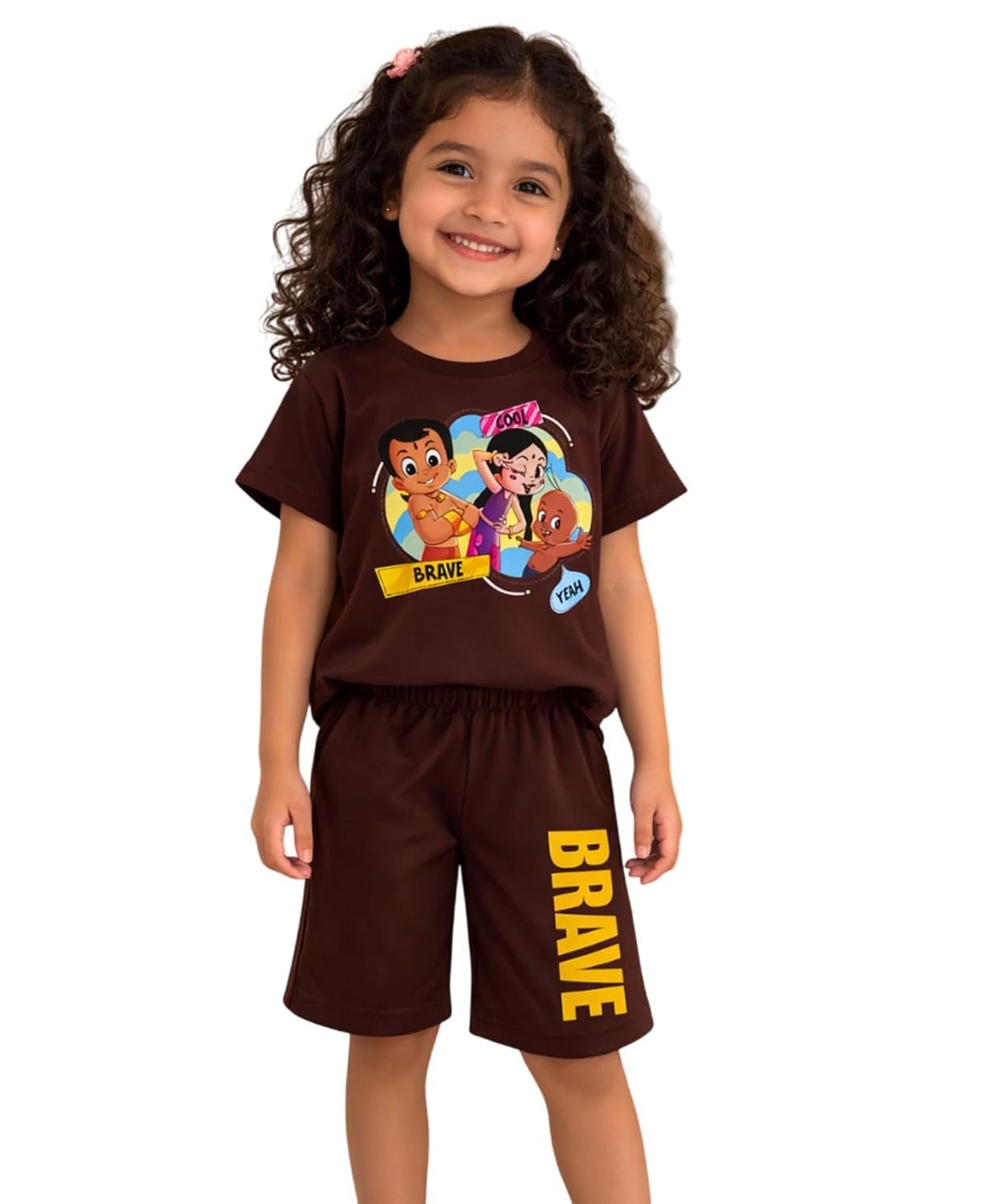Ninos Dreams All Over Printed Chhota Bheem Printed Tshirt & Shorts Set- Blue