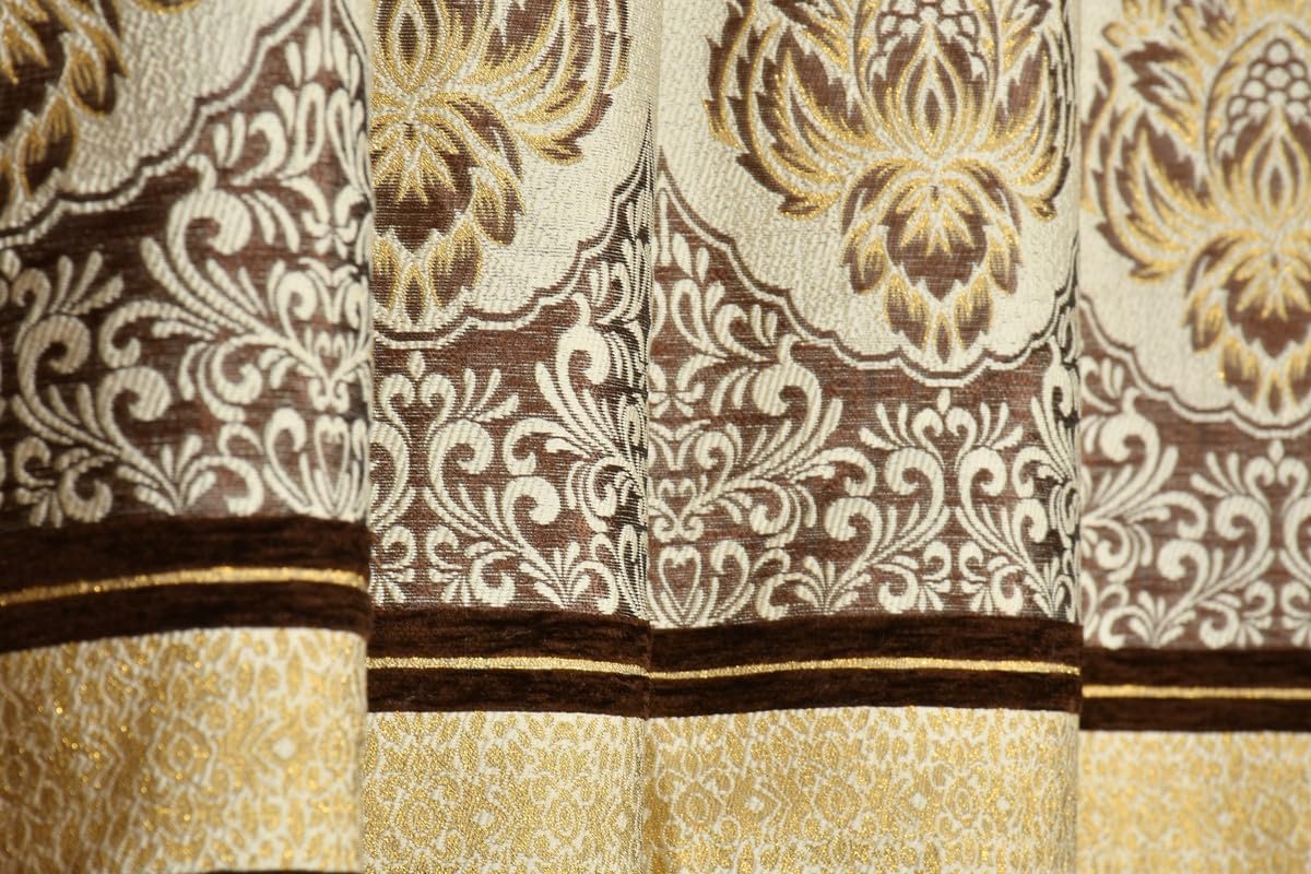 Exporthub Set of 2 Pc Heavy Quality Premium Curtains Flowers Patch Design Brown Color Window Curtains - Window - 5 feet (EHSPR959_54)