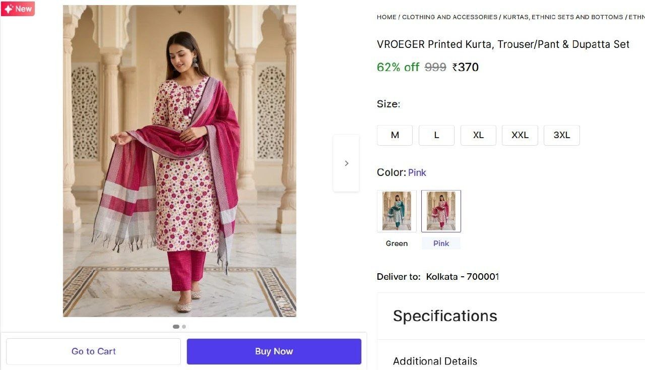 vroeger printed kurta trouser pant dupatta set