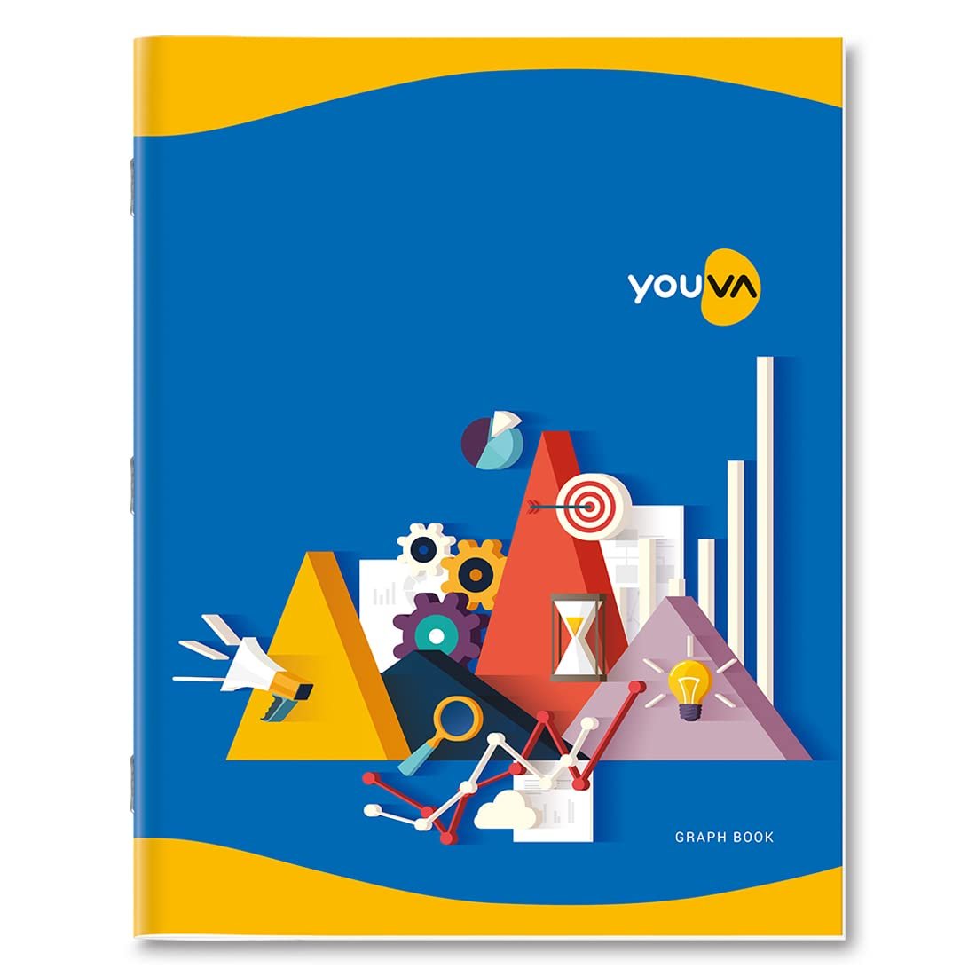 Navneet Youva | Graph Book for Students | Soft Bound | Big Size - 22 cm x 28 cm | 1 Side Graph (1mm) & 1 Side Ruled | 64 Pages | Pack of 3