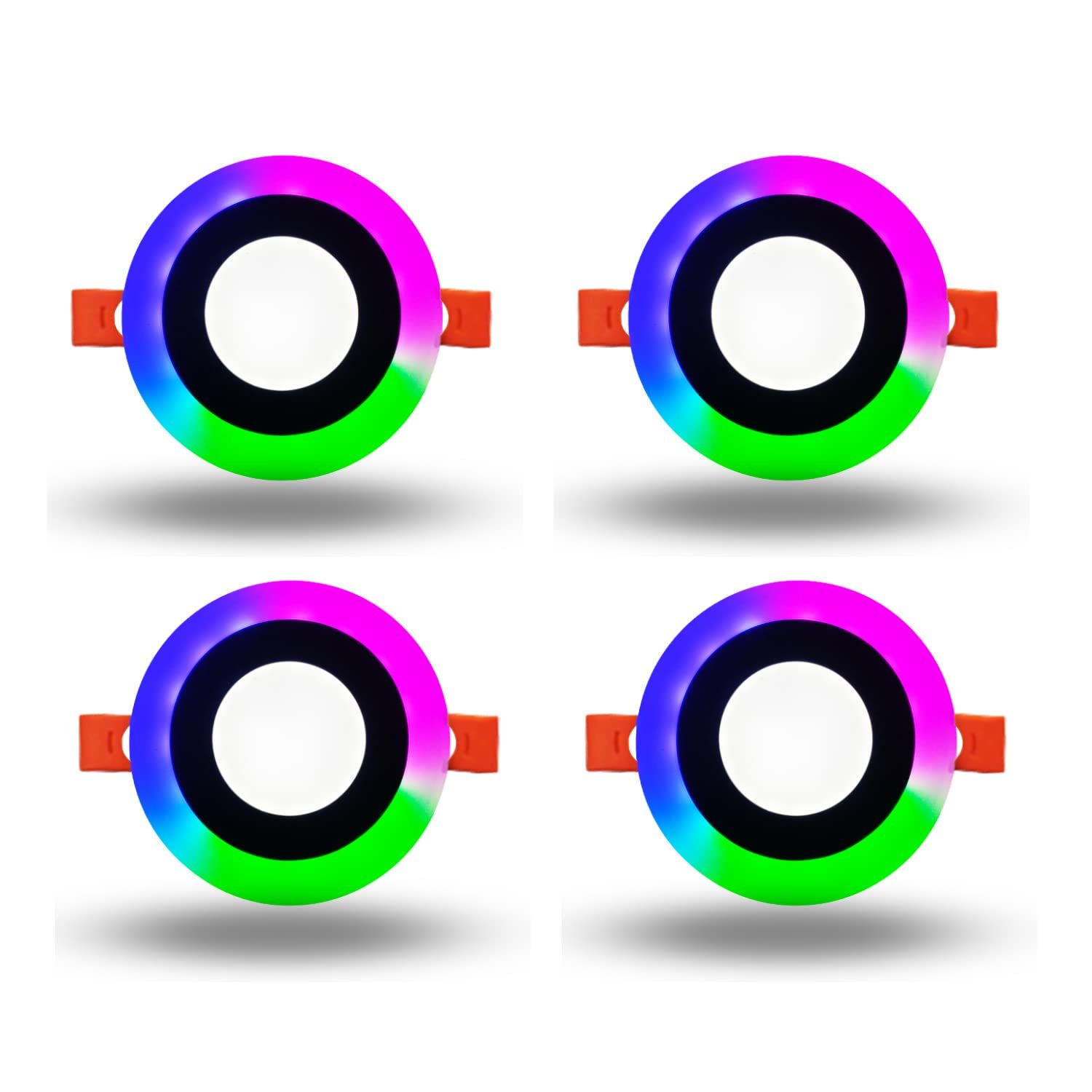 DMAK Multi Traders 6W (3+3) Led Side PGB(Pink,Green,Blue) Round Conceal Panel Light, Pack of 4