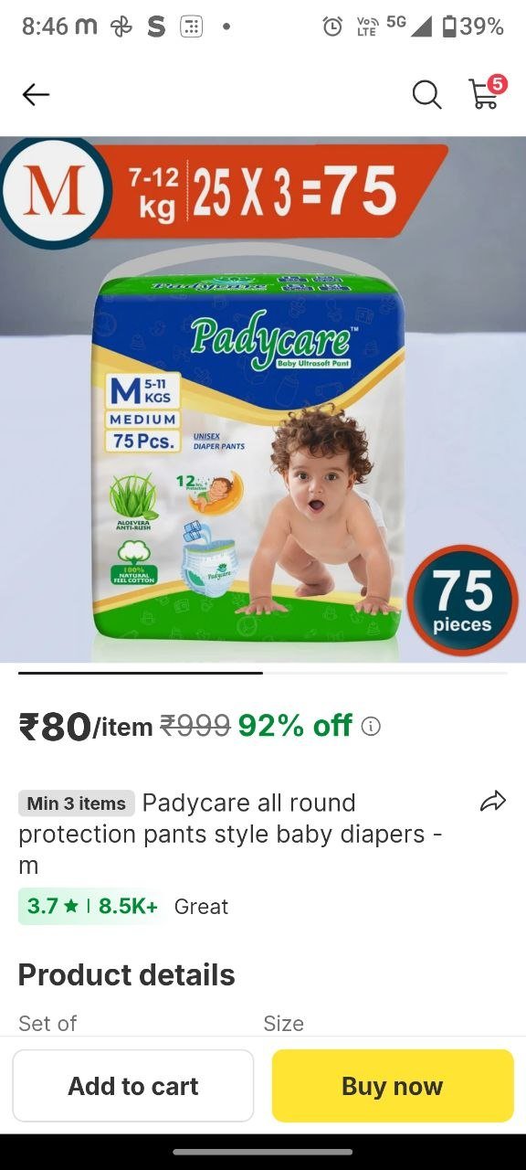 padycare all round protection pants style baby diapers m