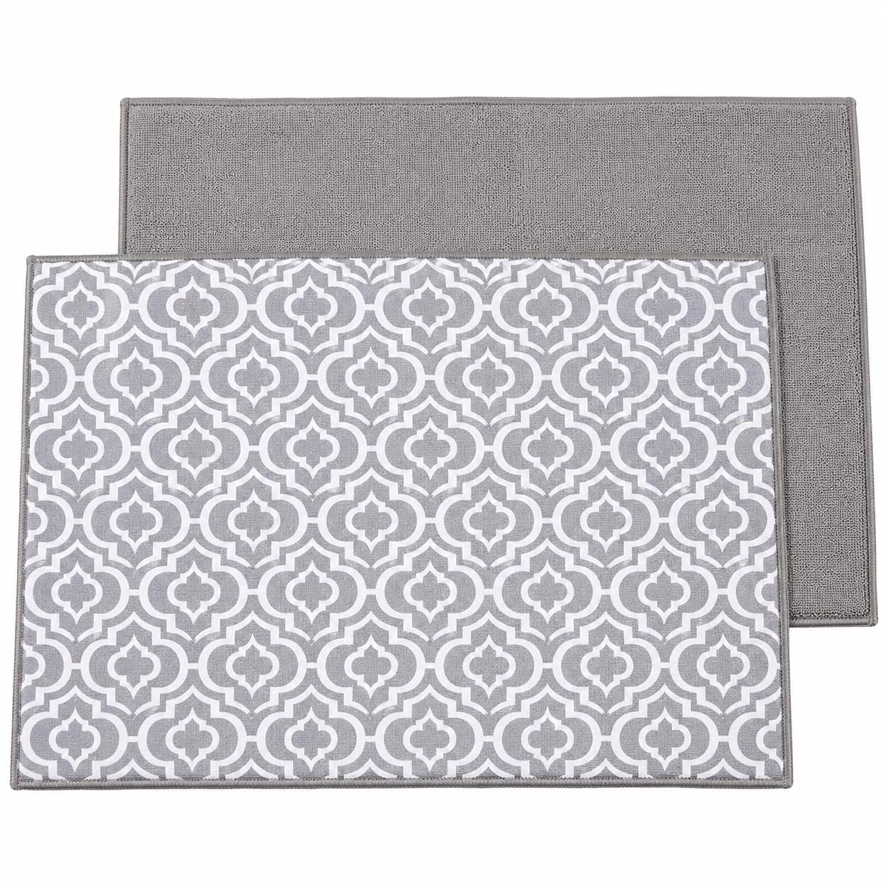 Cutting EDGE Microfiber Dish Drying Mat – Water Absorbent & Reversible for Kitchen Utensils, Counter Top, Sink (Pack of 2, Grey Color, Combo)