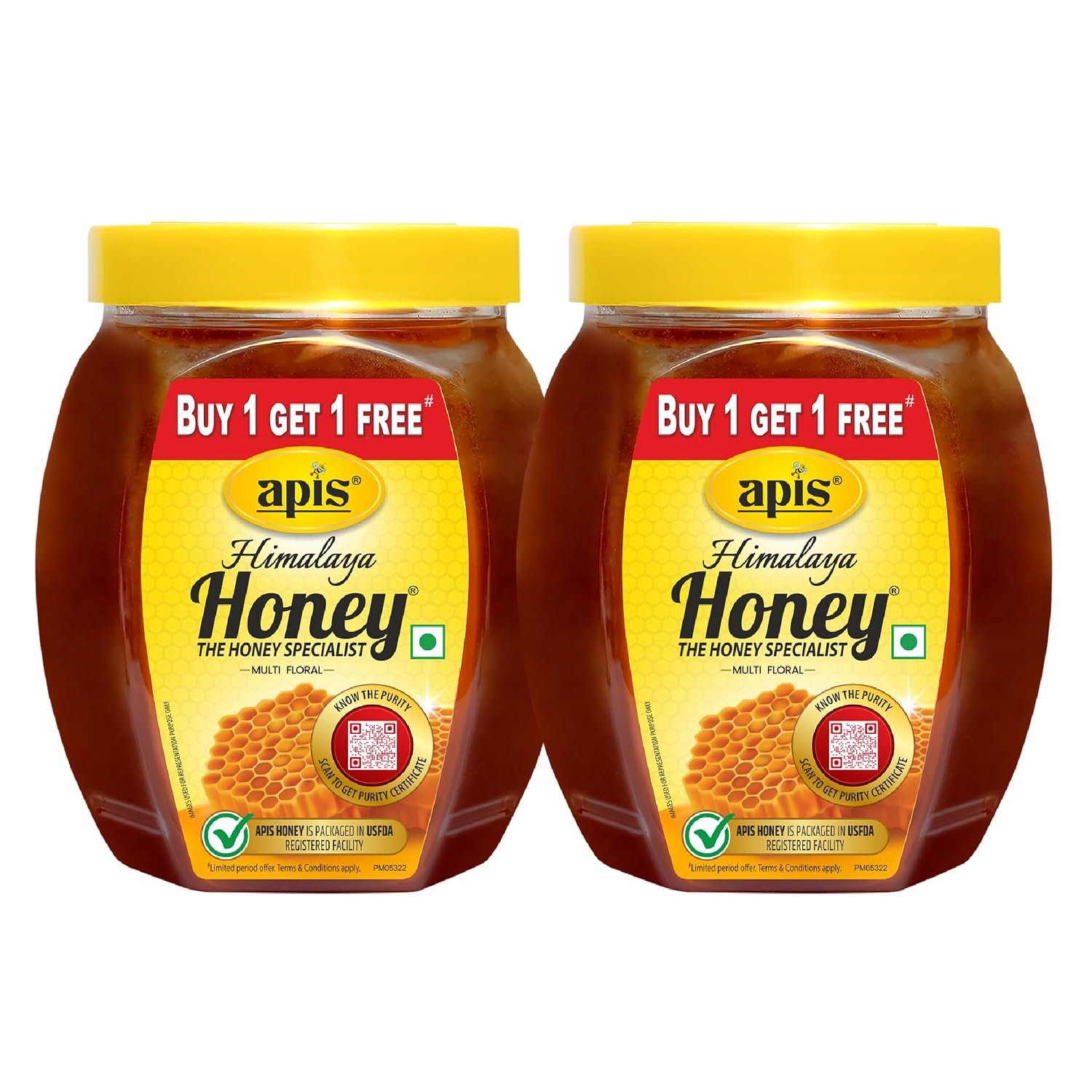 Apis Pure Himalaya Honey, Pack of 2 (1kgx2) Value Pack | Pure and Natural Honey | No Added Sugar | No Adulteration | Rich Taste | Premium Sweetener