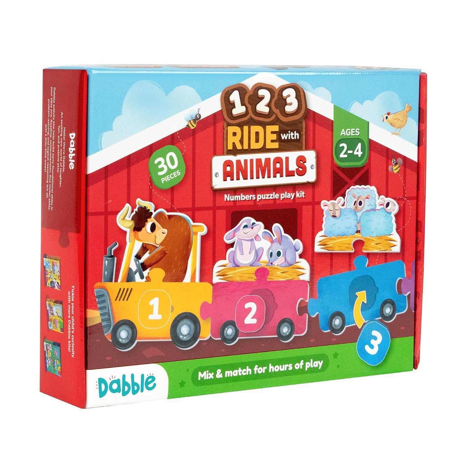 Farmyard Math Magic! 123 Ride with Animals: Three-way Puzzle Magic! Count & Identify Numbers by Assembling Wagons, Loading Animals & more | Puzzles for Learners | Birthday Gifts for Kids By Lo