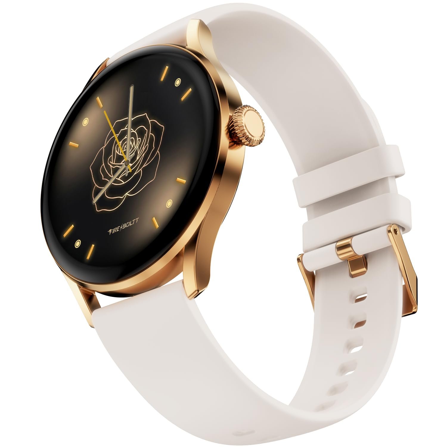 Fire-Boltt Glitz Women Smart Watch with 1.19” AMOLED Display, Bluetooth Calling, Rotating Crown, Always On Display, 1000 Nits Brightness, IP68 Waterproof Pearl White