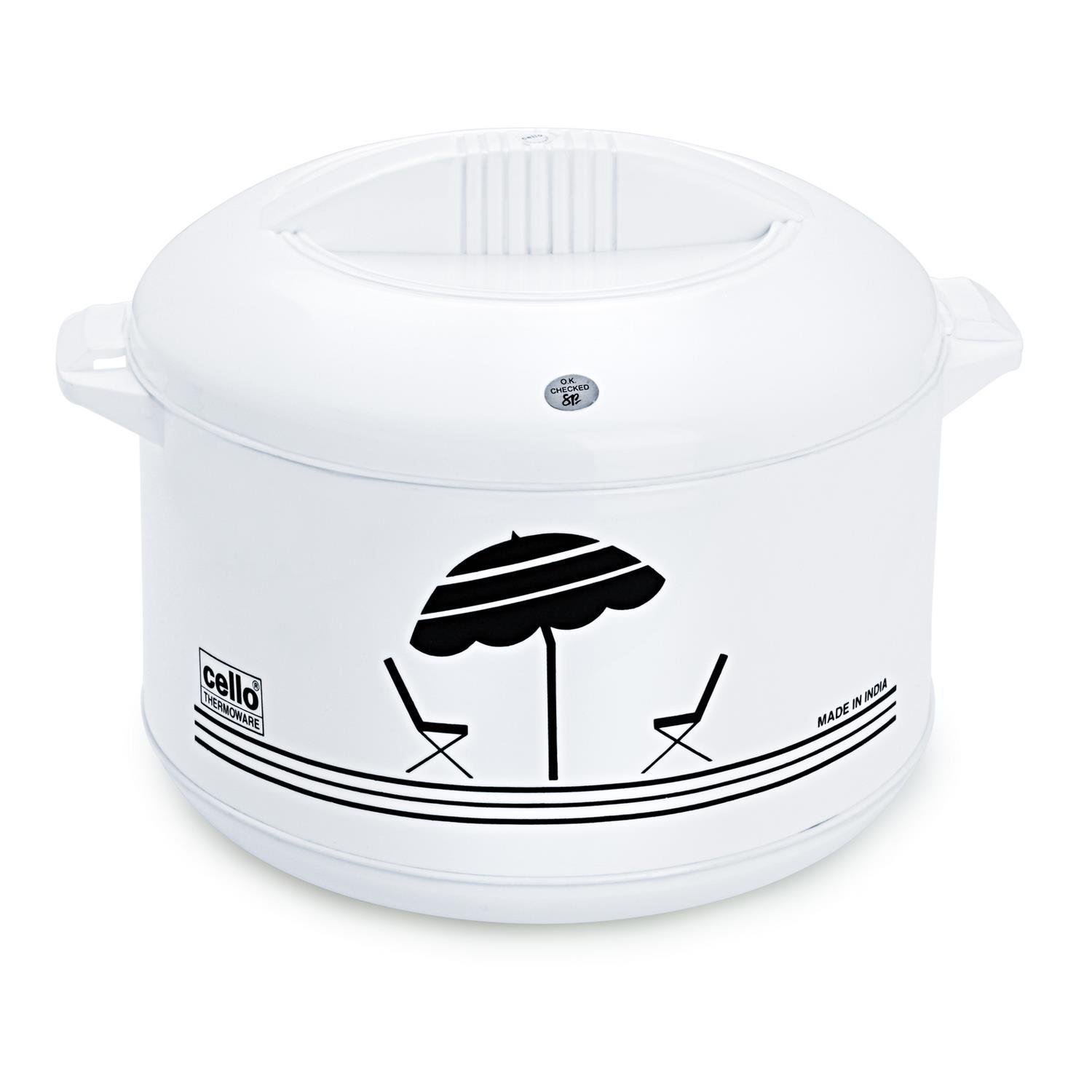 CELLO Plastic Chef Casserole (White, 2 Liter, 1 Piece Chef Casserole)