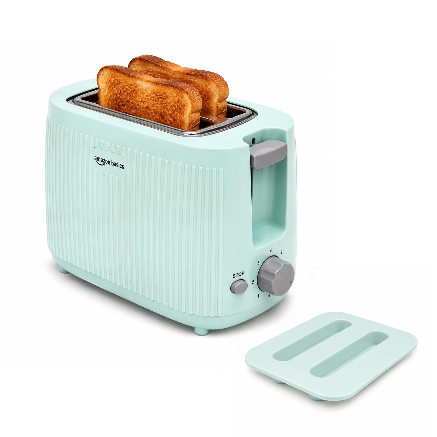 Amazon Basics Pop-Up Toaster 2 Slice 600W | 7 Browning Levels | Auto Pop-Up & Auto Shut-Off | Mid-Cycle Cancel Function | Cool-Touch Housing | Dust Cover | Green | BIS Certified