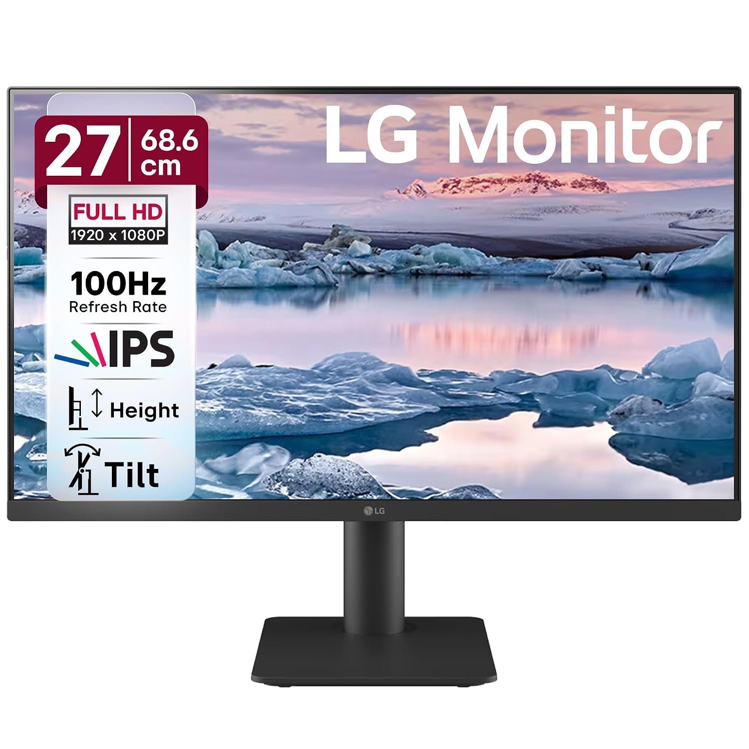 LG 27MS550-B 68.6 cm (27 Inch) FHD (1920x1080) IPS PC Monitor with 100Hz, 5ms (GtG), Flicker Safe & Reader Mode, 2xSpeakers, 2xHDMI, Tilt/Height Adjustable, 3-Side Virtually Borderless Design (Bla