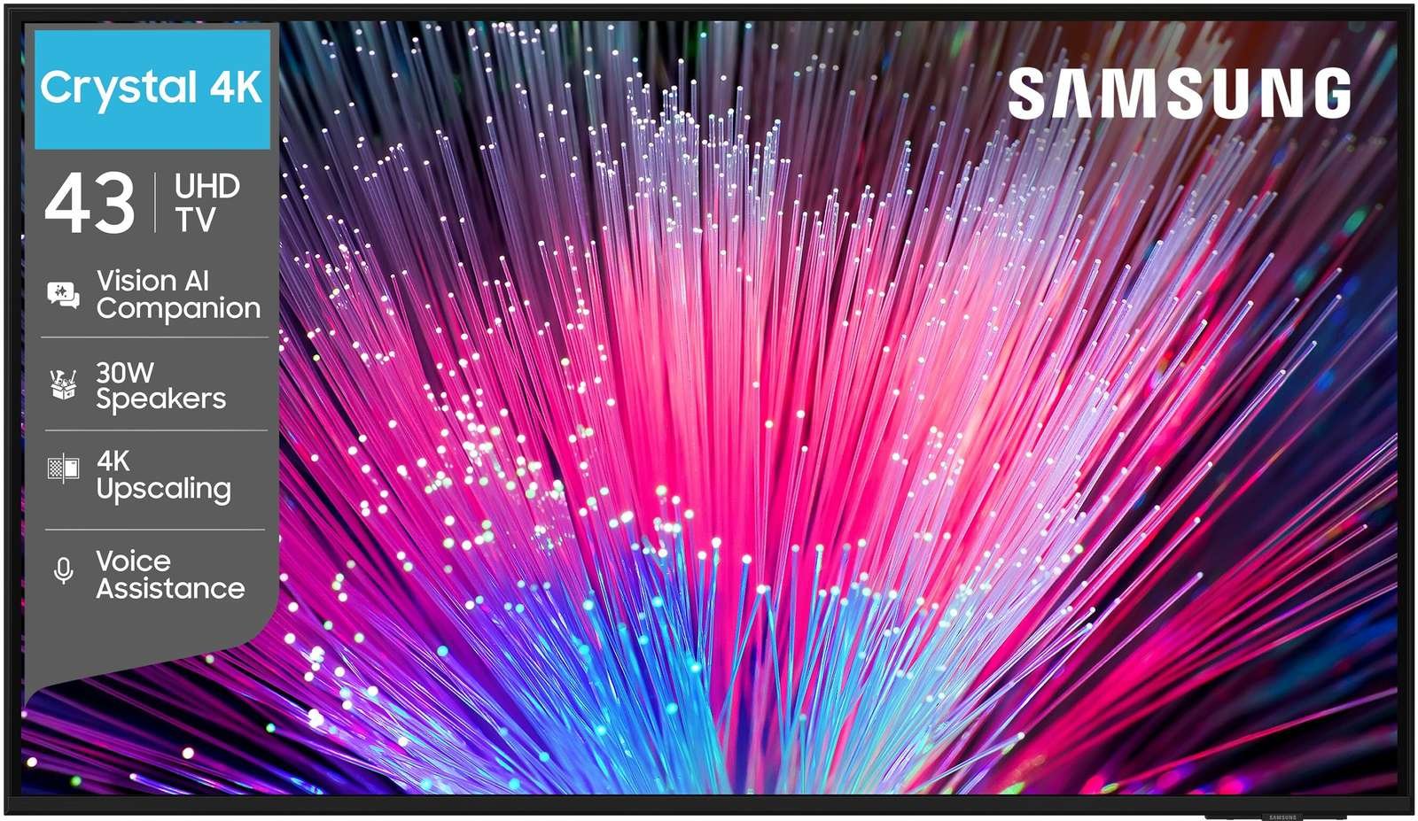 samsung crystal 4k vision ai 108 cm 43 inch ultra hd 4k led smart tizen tv 2026 30w speakers upscali
