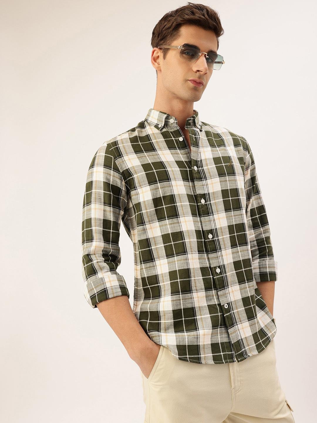 Buy Nautica Pure Cotton Checked Slim Fit Casual Shirt -  - Apparel for Men