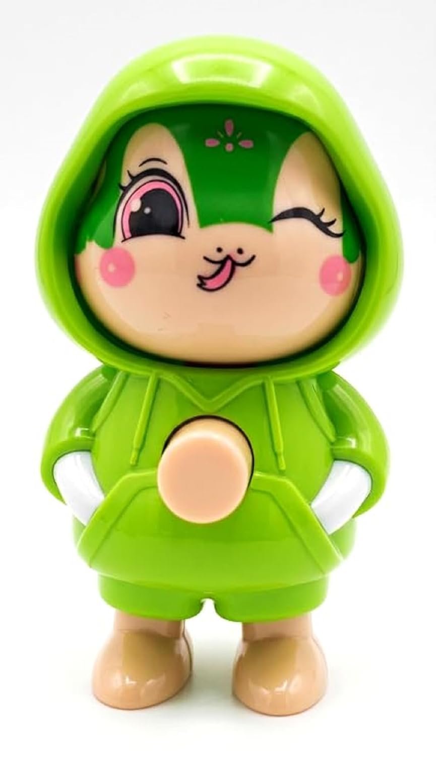Priyana Face Changing Cartoon Keychain with 3 Expressions, 3D Cute Character Action Figure Key Holder with Metal Ring & Clip for Bags, Backpacks, Car Keys, Kids & Adults, Green