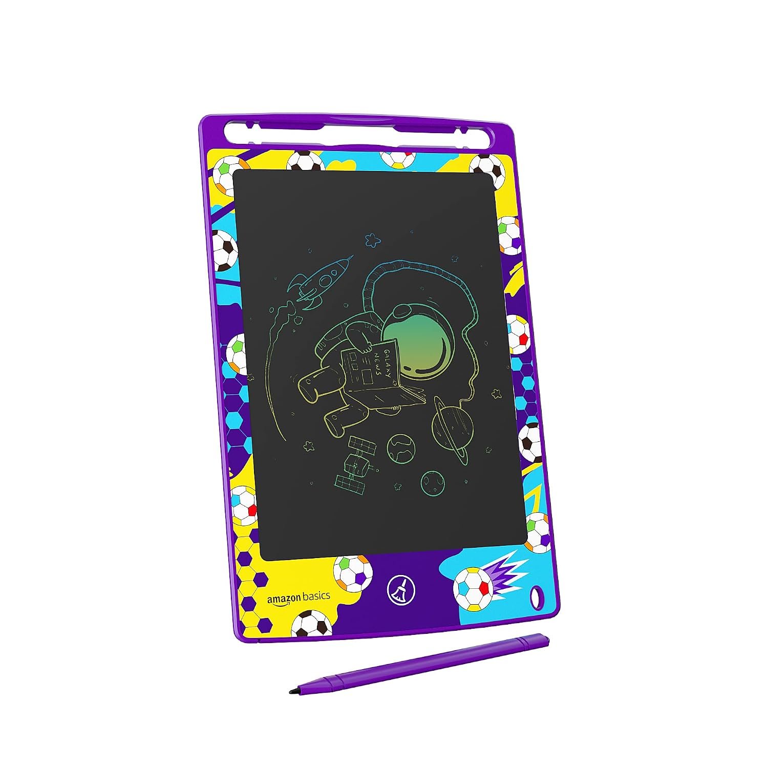 amazon basics Writing Tablet with 8.5-inch rainbow colour LCD screen and Stylus Pen for Kids & Adults (Purple)