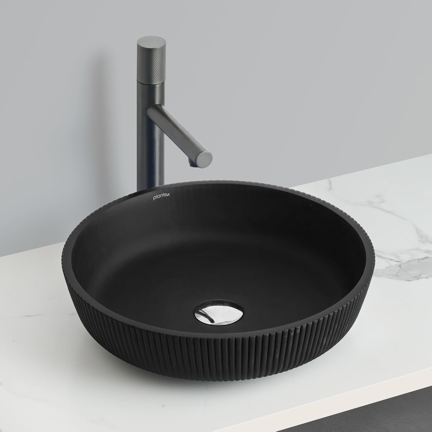 Plantex Wash Basin for Bathroom/Glass Table Top Wash Basin/Countertop Basin for Home/Office - (Black)