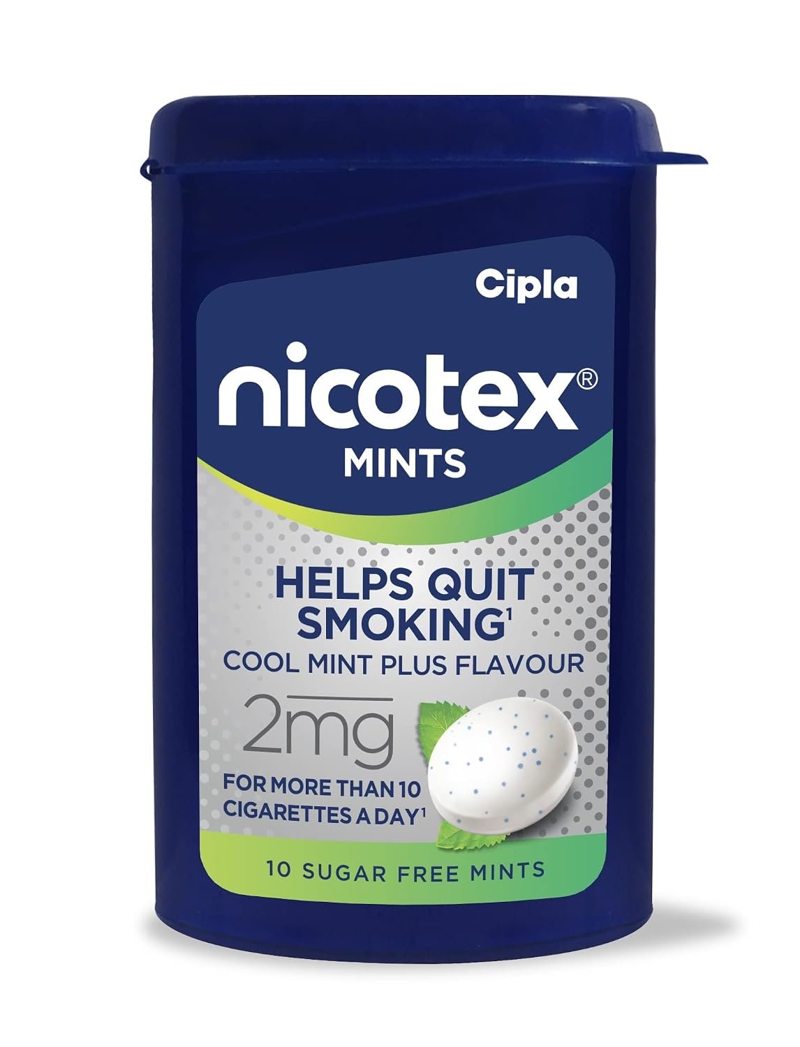 Cipla Nicotex Mints | Nicotine 2mg Lozenges (60 Pcs)| Helps Quit Smoking | Sugar Free | Cool Mint Plus Flavour (10 * 6 Pcs)