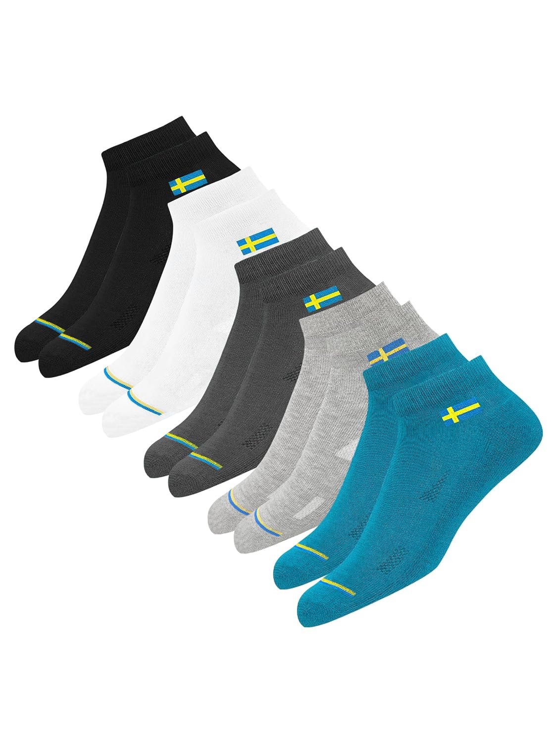SWAGR Ankle Socks for Men & Women, Multicolor, Pack of 5, Free Size