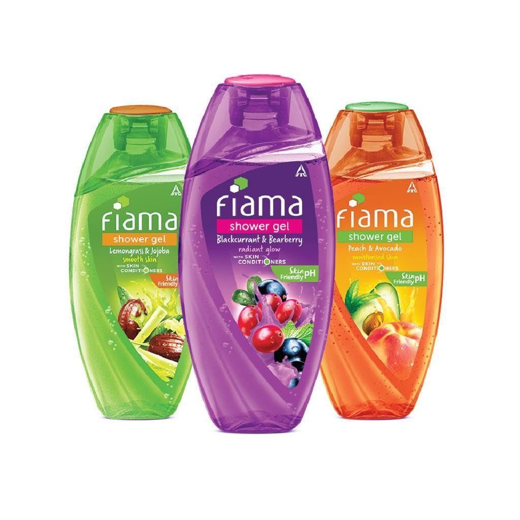 Fiama Body Wash Shower Gel Blackcurrant & Bearberry 250ml | Fiama Body Wash Shower Gel Peach & Avocado 250ml | Fiama Body Wash Shower Gel Lemongrass & Jojoba 250ml, Body Wash for Women and