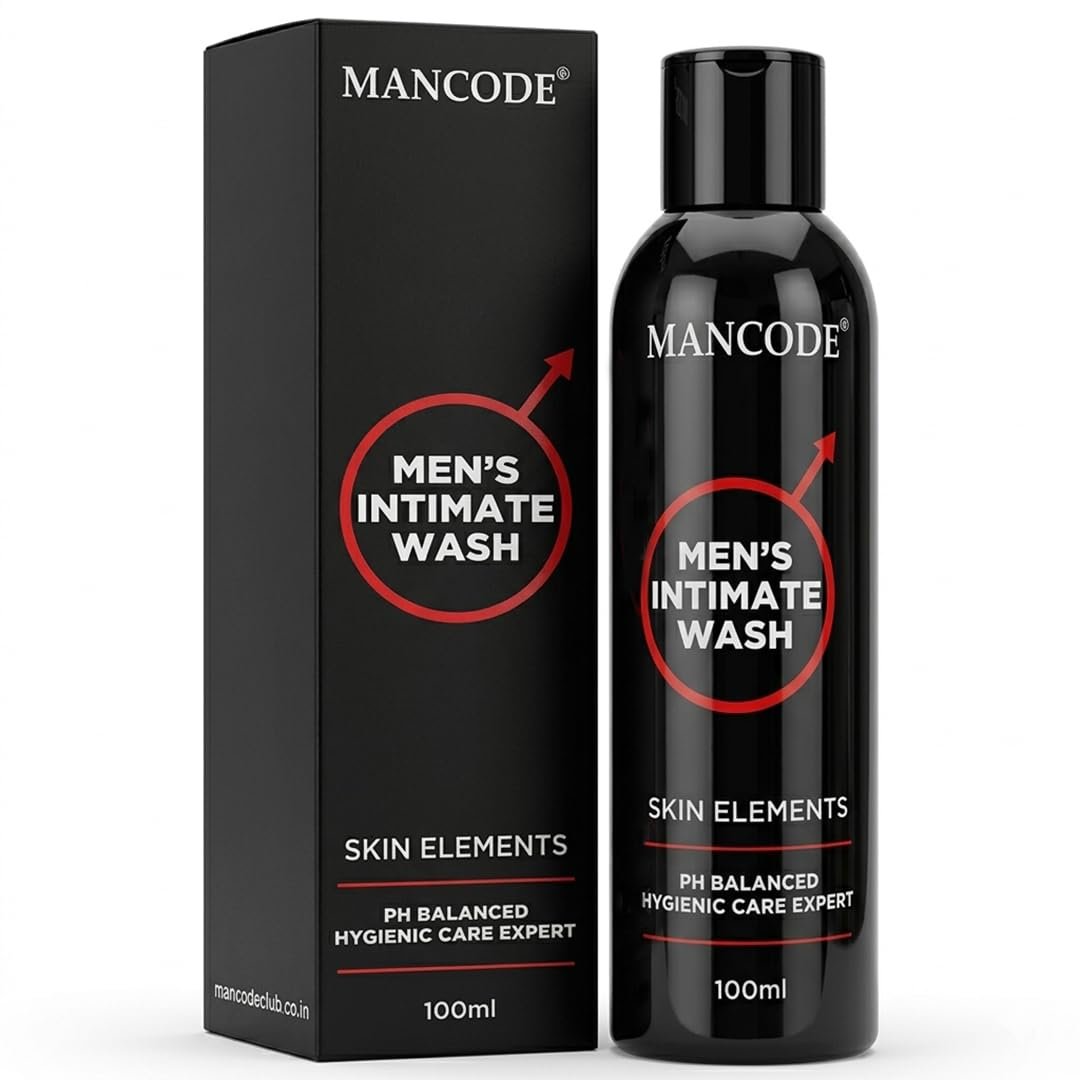 Mancode Intimate Wash For Men - 100ml with Tea Tree Essential Oil Ayurvedic & Natural Personal Intimate Hygiene Prevents Itching Irritation & Dryness Caused By Sweating Ball Wash for Men