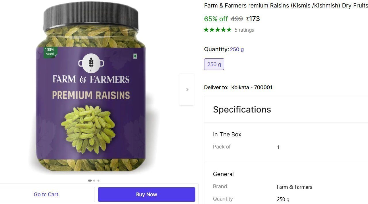 farm farmers remium raisins kismis kishmish dry fruits 250 gm