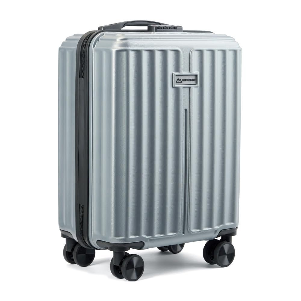 MOVE-MEANT ROAMIFY Small Cabin Suitcase 55 CM 8 Wheels Number Lock Poly Carbonate Silver Trolley Bag for Men & Women | 360 Degree Wheeling System Luggage | Trolley Bags for Travel
