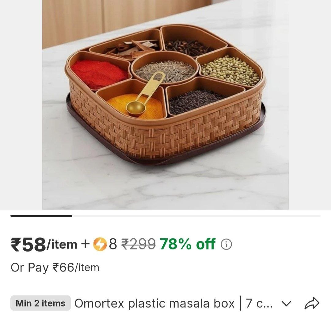 omortex plastic masala box 7 compartment spice container food grade multipurpose masala dabba 1 piec