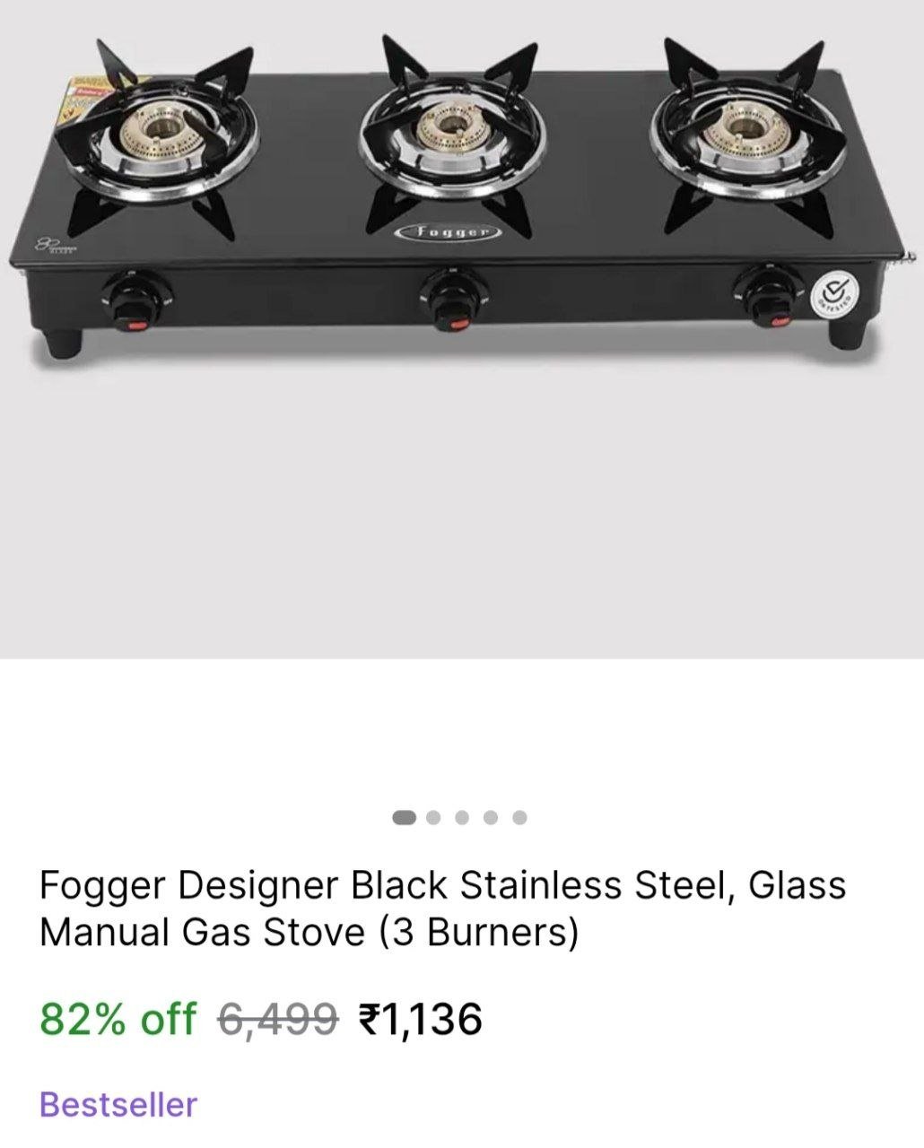 fogger designer black stainless steel glass manual gas stove