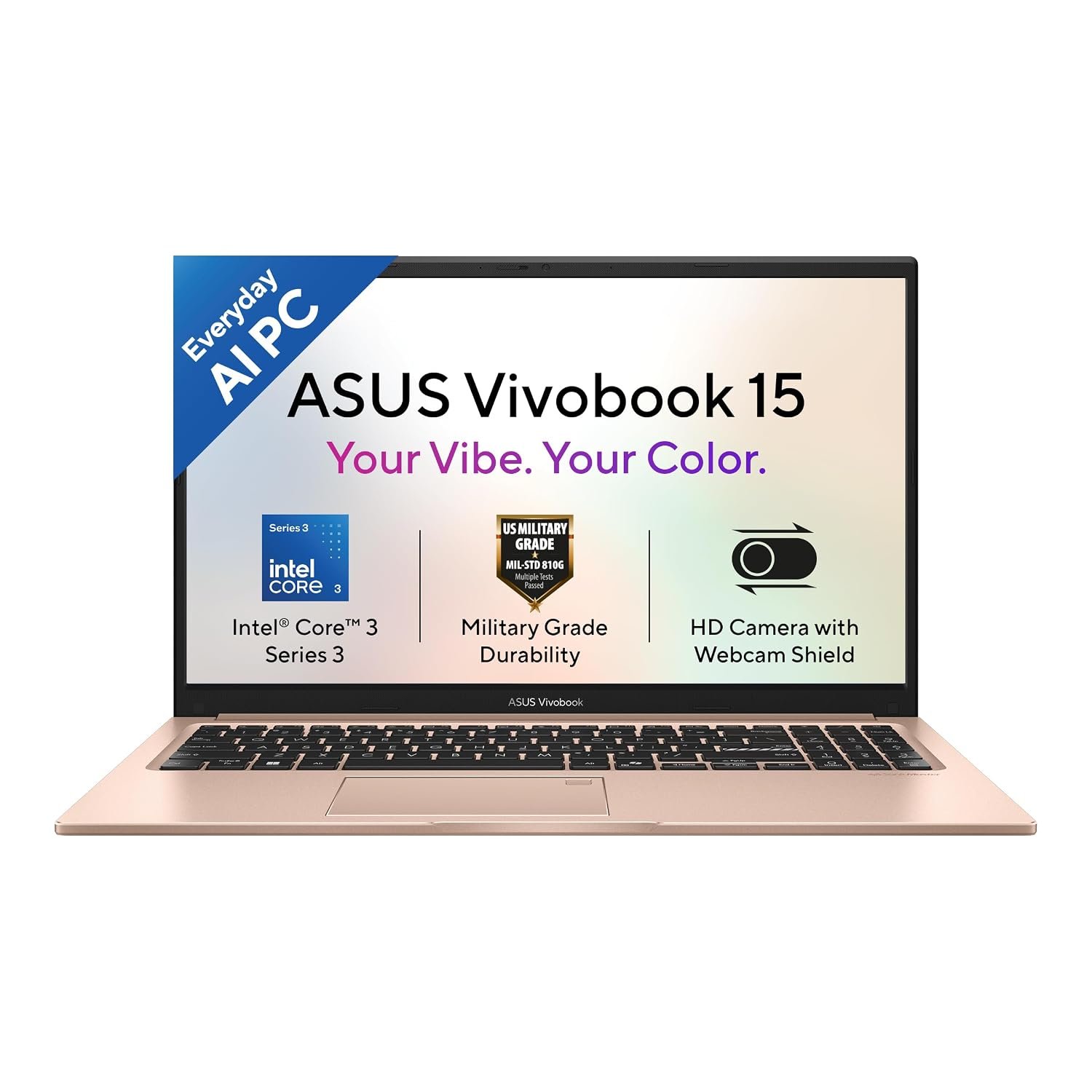 ASUS Vivobook 15 (2026),Intel Core 3 304 (Series 3-Latest Gen),Fingerprint Sensor,8GB RAM,512GB SSD,FHD,15.6"(39.6 cm),Win 11,M365 Basic(1Y),Office 2024,Terra Cotta,1.7 Kg,X1504MA-BQ424WS,AI Lapto