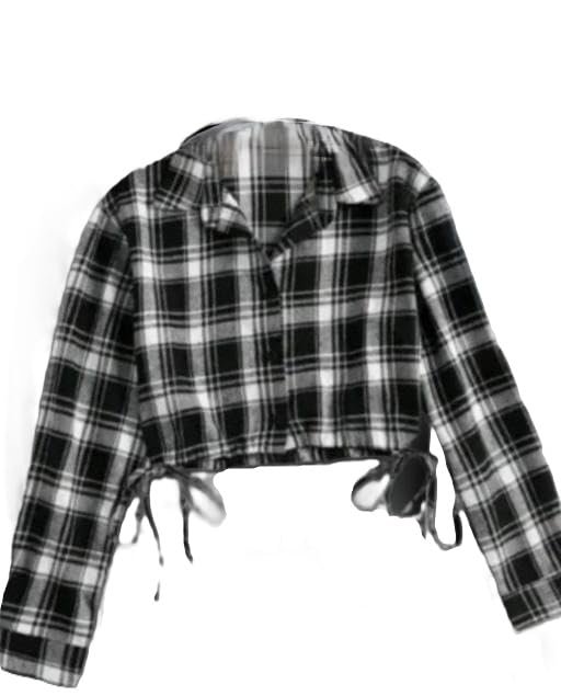 Women Classic Checked Crop Shirt Stylish Button Front Top Elegant Casual Fashion Outfit