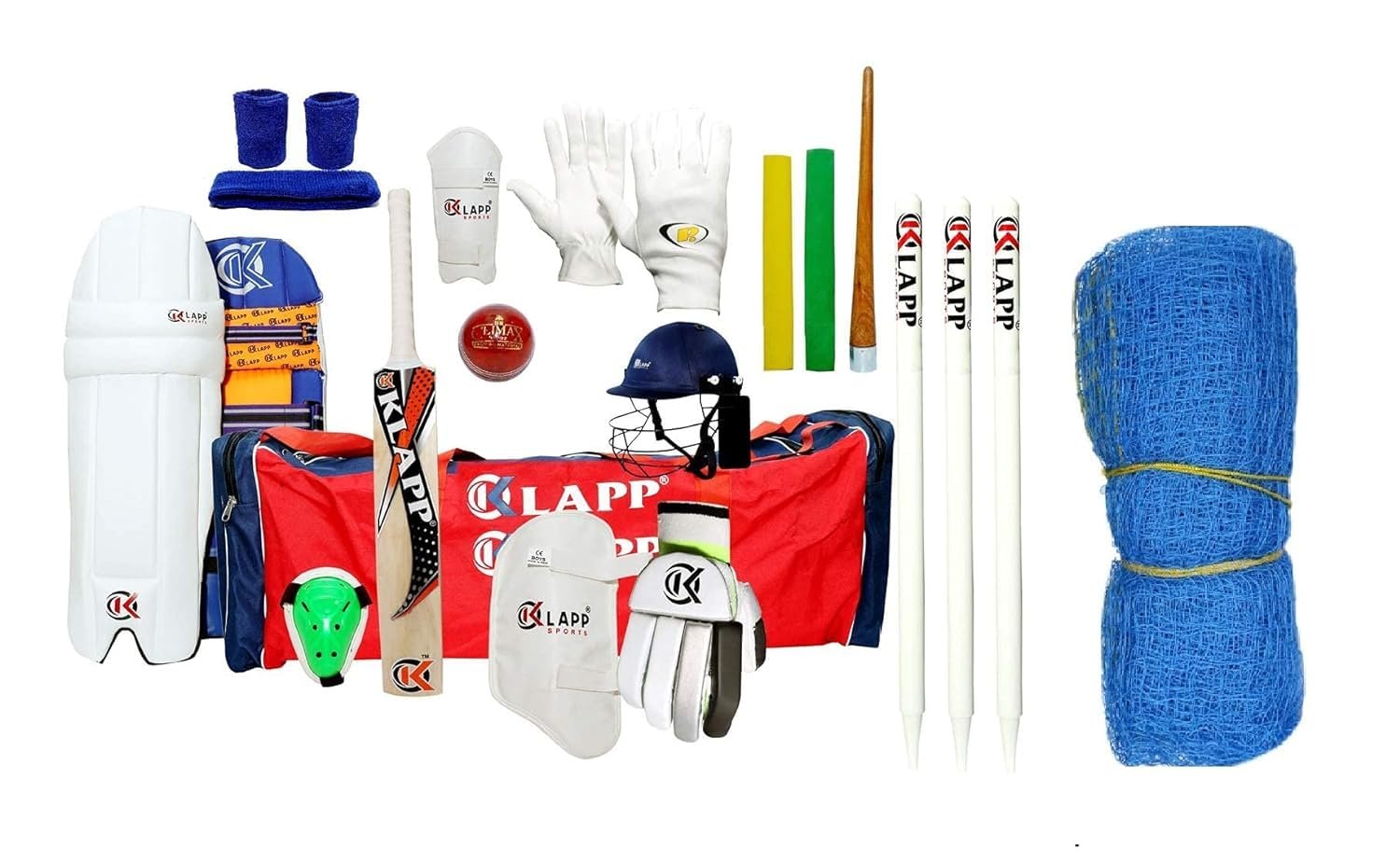 Klapp Made in India Kashmir Willow Cricket Kit with Cricket Net (7, Net Size (42x10))