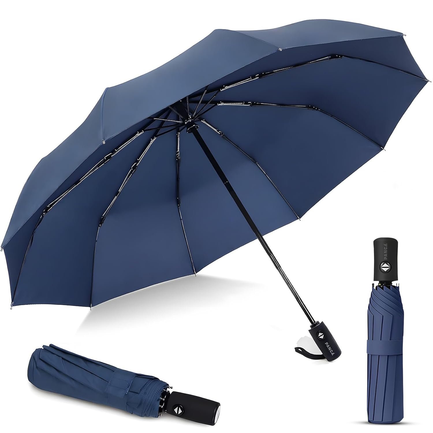 PANCA Windproof Automatic Open Close Travel Umbrella for Men & Women | Compact 3 Fold Rain Umbrella with 8 Reinforced Ribs | Portable Folding Umbrella for Office, Travel & Outdoor
