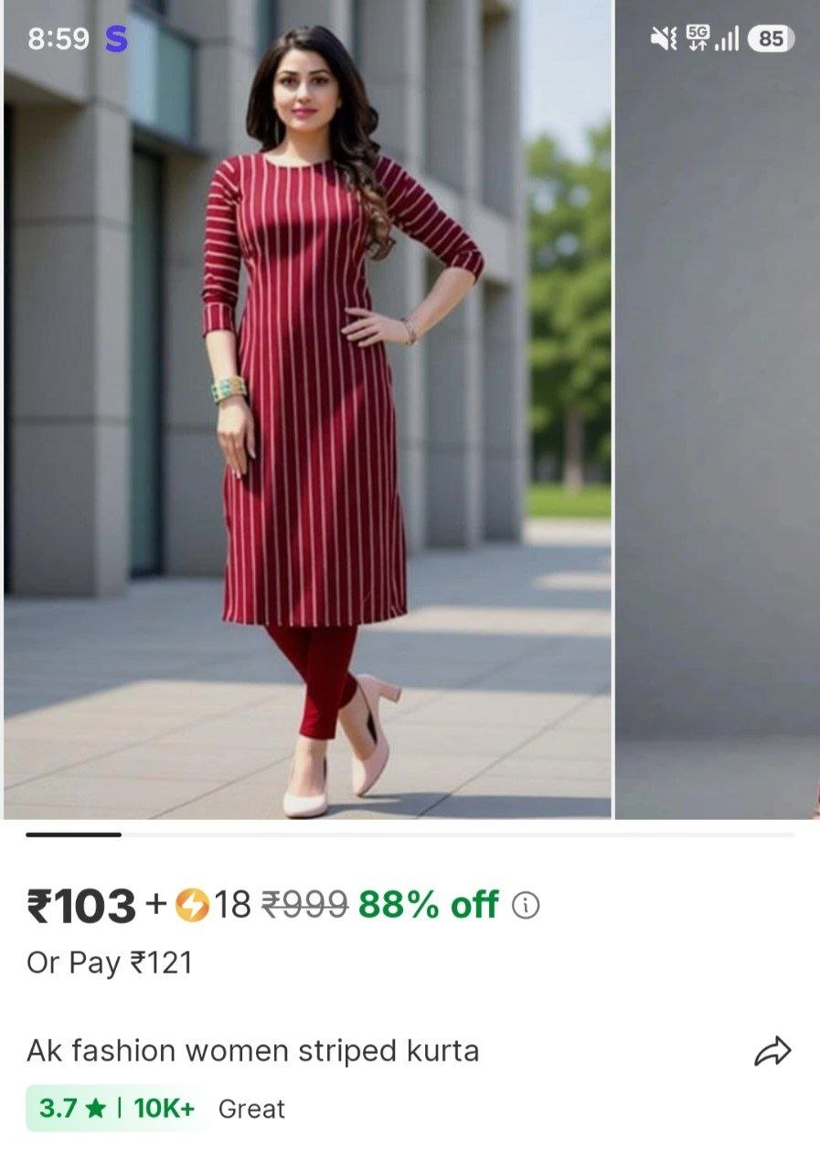 ak fashion women striped kurta