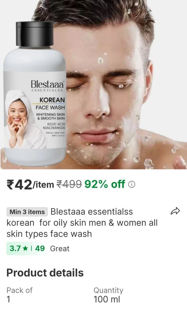 blestaaa essentialss korean for oily skin men women all skin types face wash